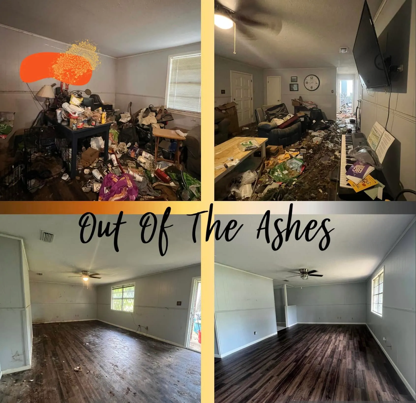 Before and after cleaning and organizing transformation by Out of the Ashes Cleaning Services